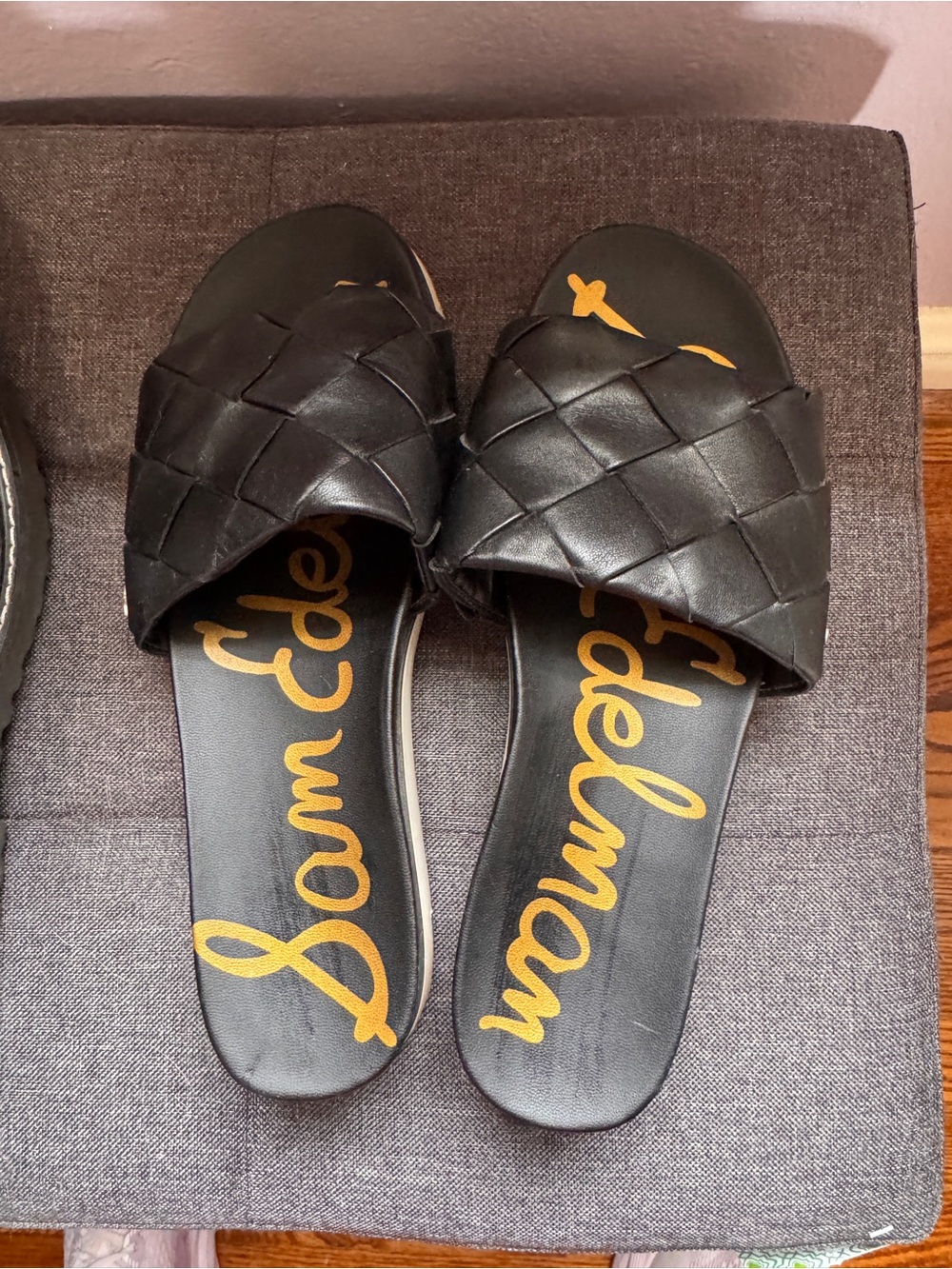 Sam Edelman Black Woven Slide Sandals